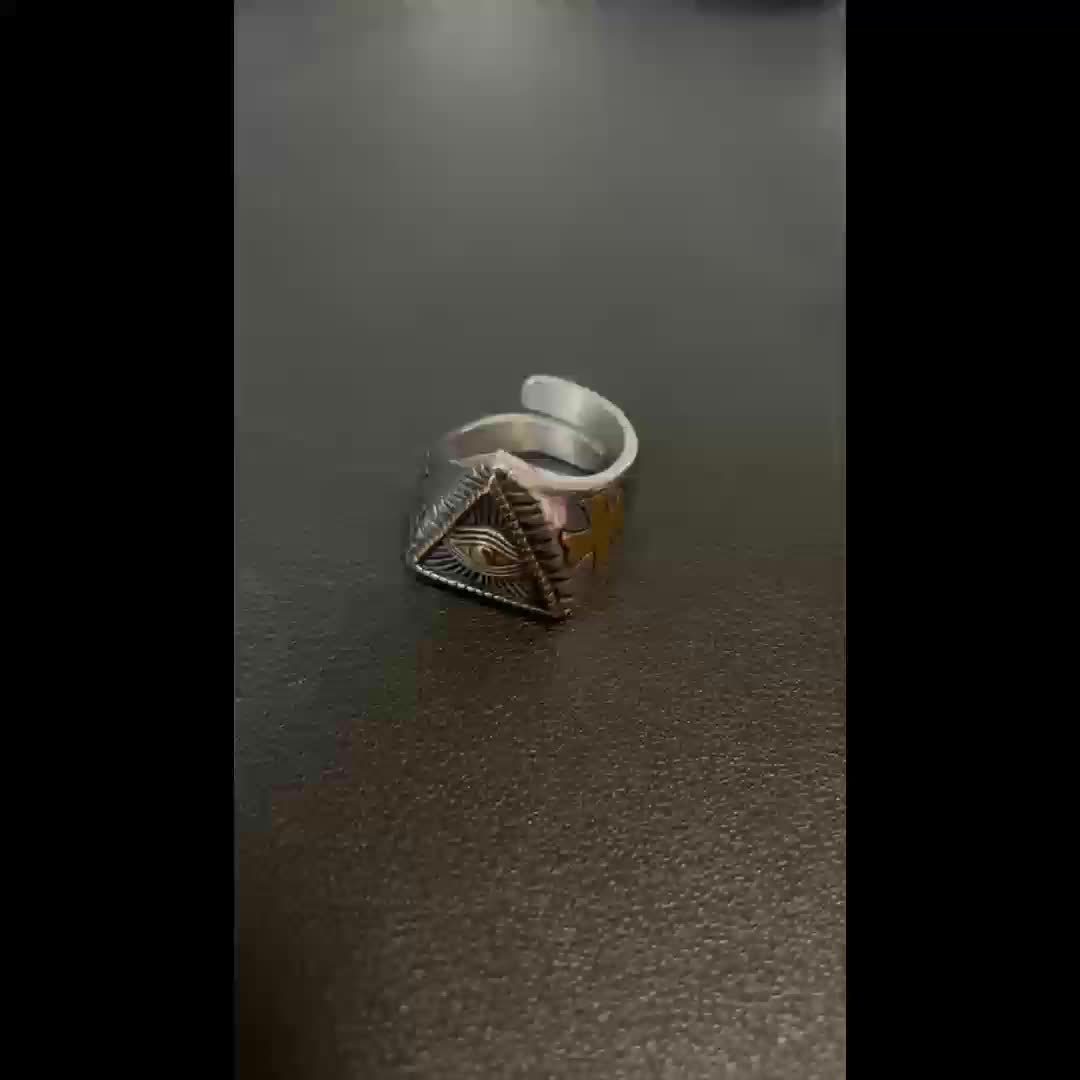 Triangle Eye All Seeing Titanium Ring